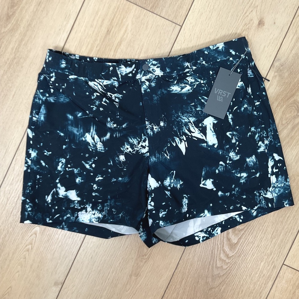 VRST Mens XL 5" Resort Print‎ Short Indigo Craft Quick Dry UV Zipper Pocket